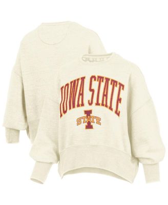 Pressbox - Women's Natural Iowa State Cyclones Oversized Waist-Length Crewneck Sweatshirt