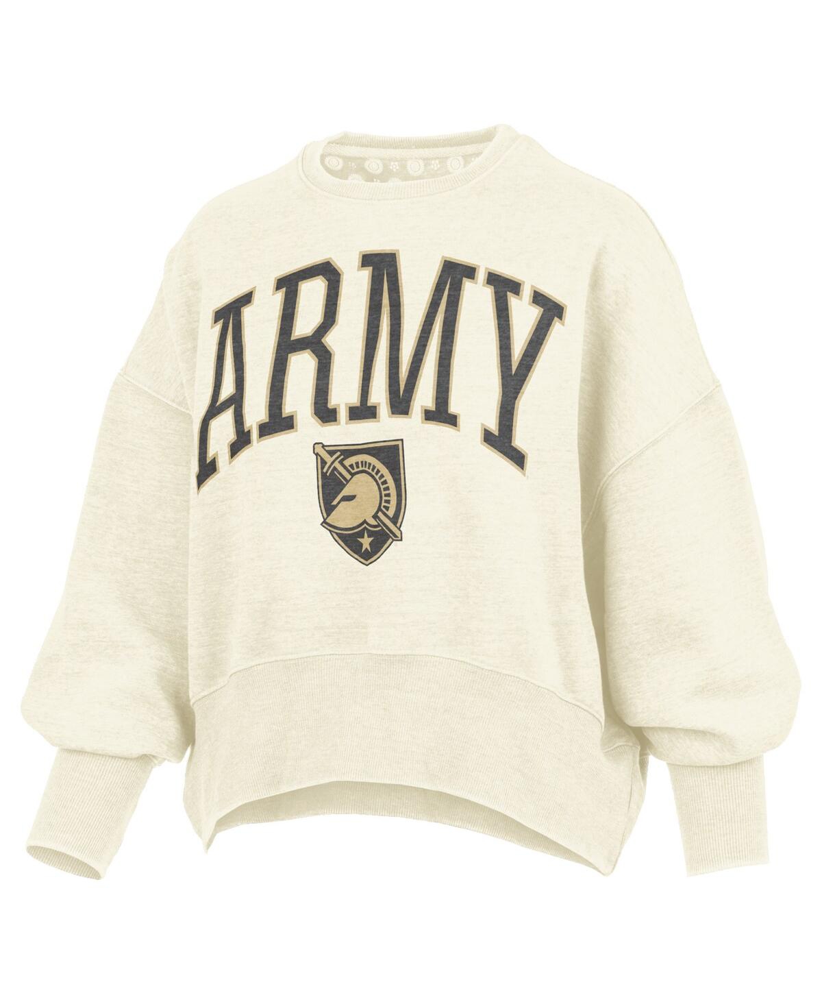 Pressbox Natural Army Black Knights Oversized Waist-length Crewneck Sweatshirt In Brown
