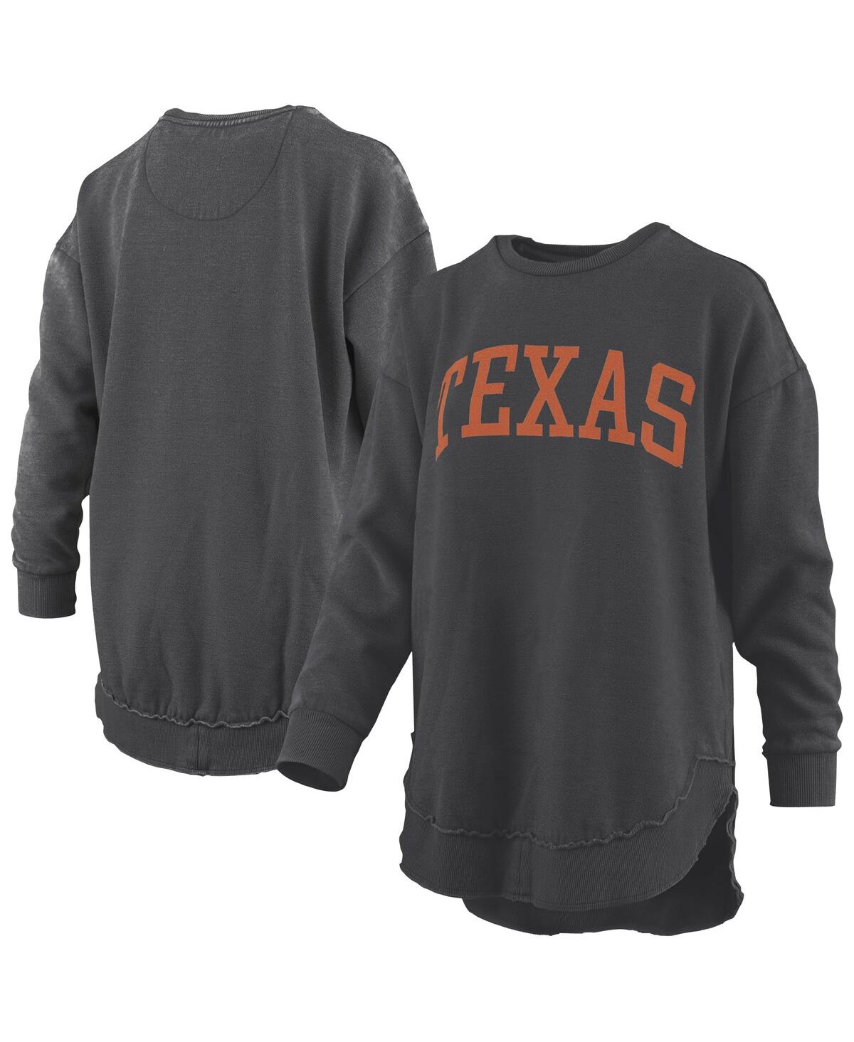 Pressbox Black Georgia Bulldogs Melange Poncho Vintage Fleece Long Sleeve Pullover Sweatshirt In Black