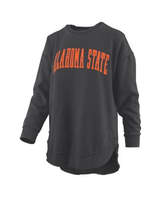 Women's Black Oklahoma State Cowboys M&eacute;lange Poncho Vintage Fleece Long Sleeve Pullover Sweatshirt