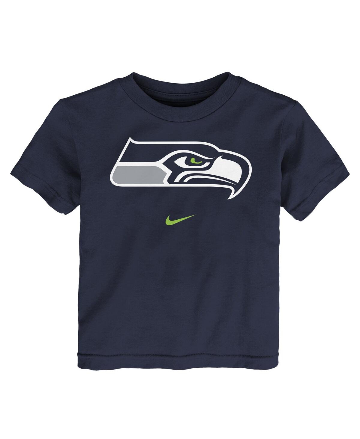 Nike Toddler Boys And Girls  College Navy Seattle Seahawks Logo T-shirt In Blue