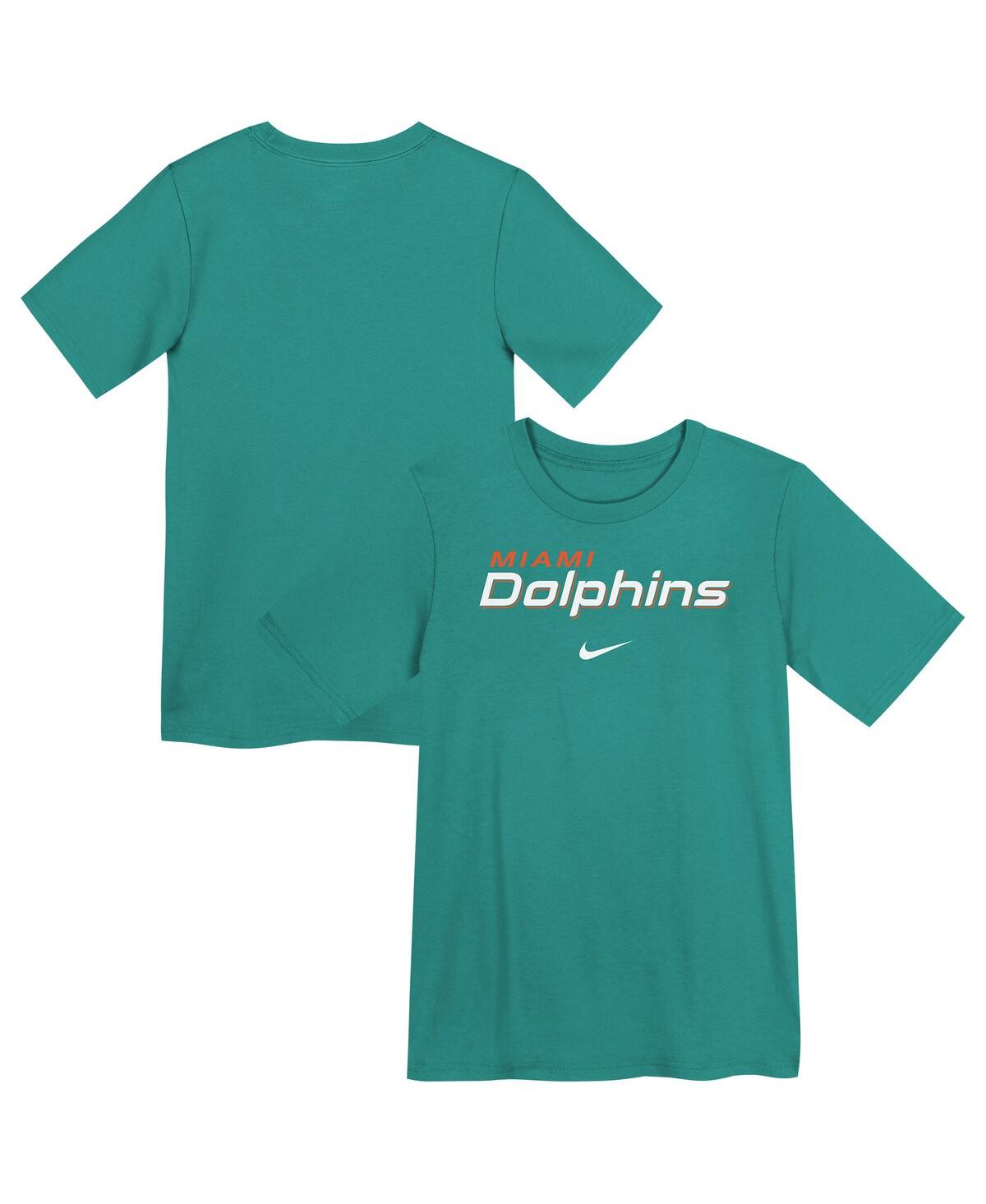 Nike Preschool Aqua Miami Dolphins Wordmark T-shirt In Green