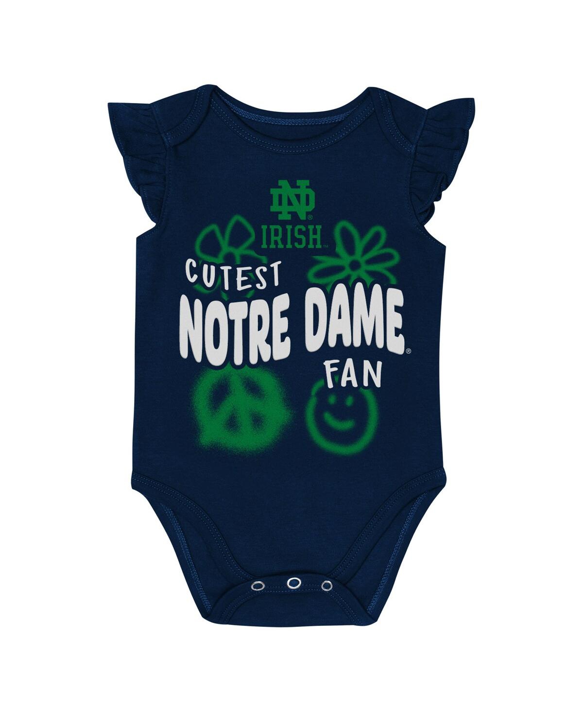 Outerstuff Baby Boys And Girls 2-piece Navy/green Notre Dame Fighting Irish Little Sunshine Bodysuit Set In Green