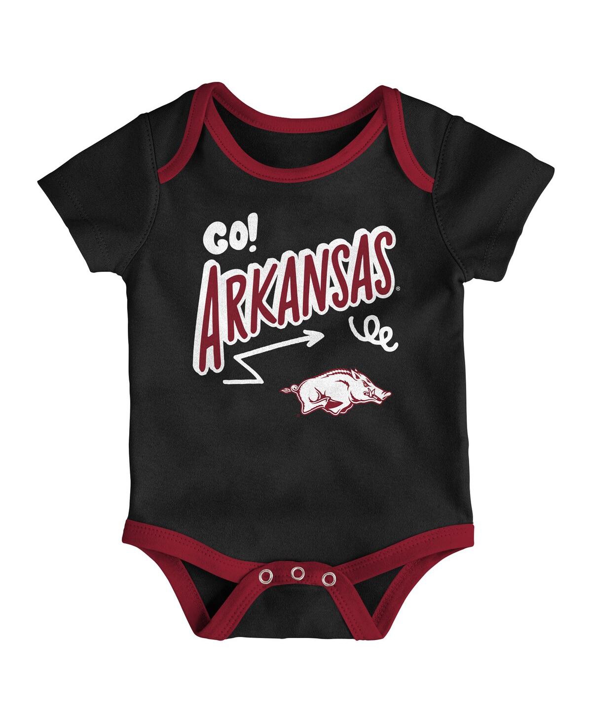 Outerstuff Baby Boys And Girls 3-pack Arkansas Razorbacks All Day Play Bodysuit Set In Multi