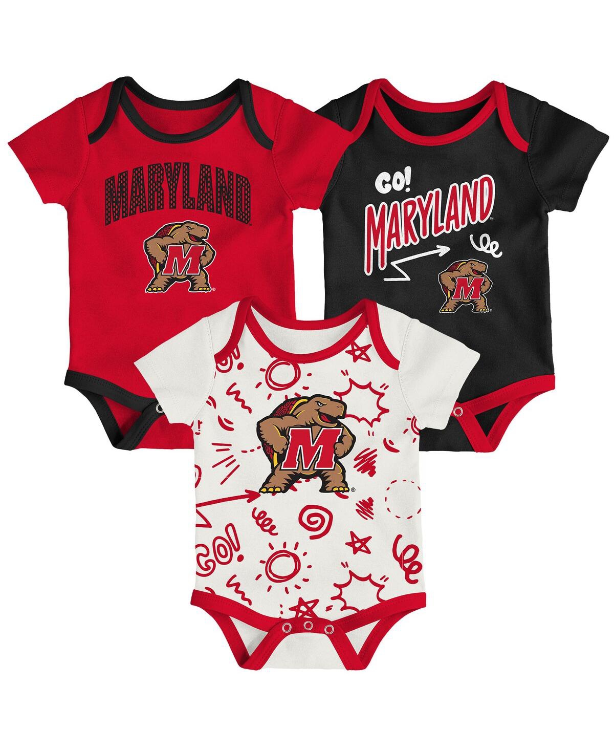 Outerstuff Baby Boys And Girls 3-piece Maryland Terrapins All Day Play Bodysuit Set In Red