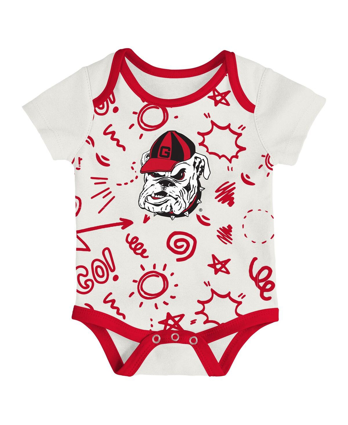 Outerstuff Baby Boys And Girls  Georgia Bulldogs All Day Play 3-piece Bodysuit Set In Multi