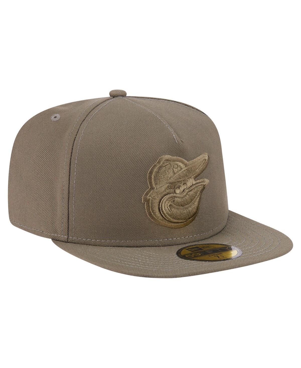 New Era Men's Olive Baltimore Orioles Color Pack A-frame 59fifty Fitted Hat In Green