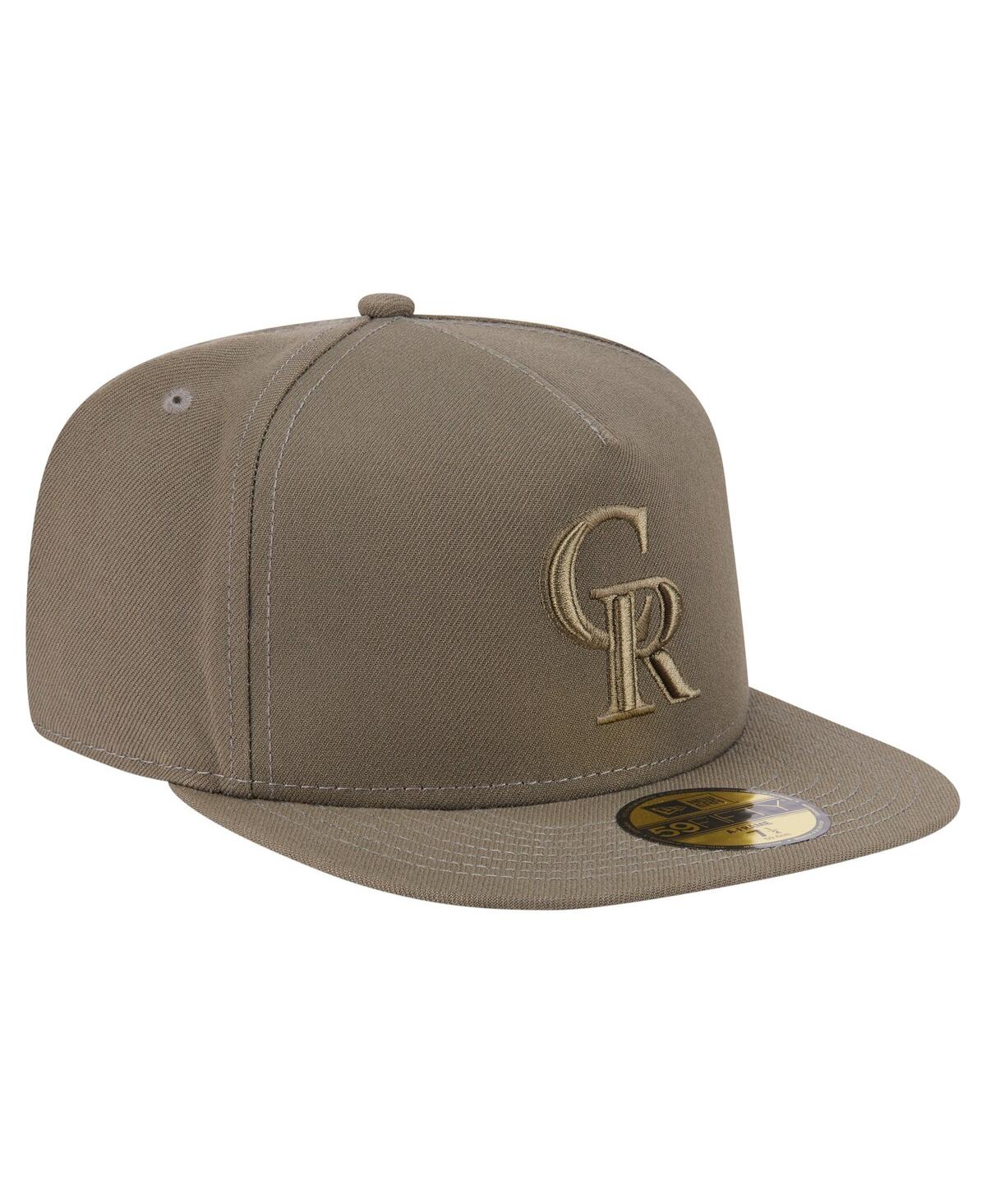 New Era Men's Olive Colorado Rockies Color Pack A-frame 59fifty Fitted Hat In Green