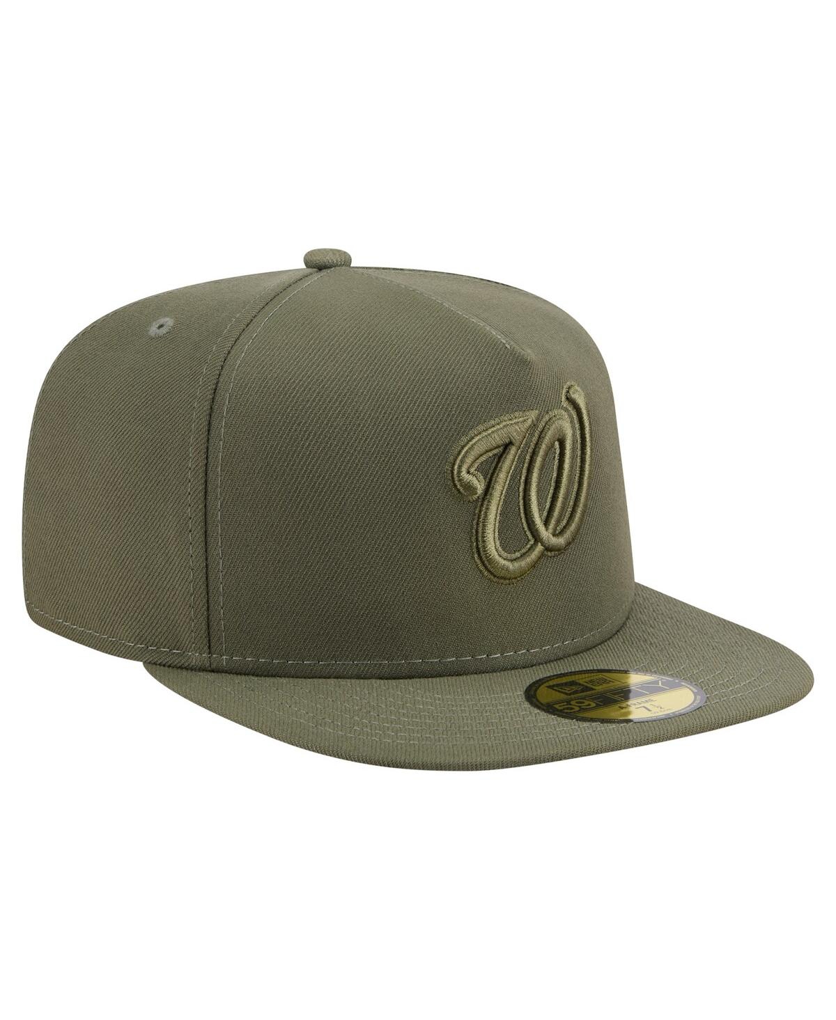 New Era Men's Olive Washington Nationals Color Pack A-frame 59fifty Fitted Hat In Green