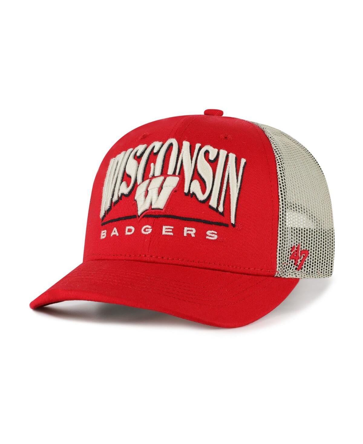 47 Brand Men's Red Wisconsin Badgers Arid Adjustable Trucker Hat In Red