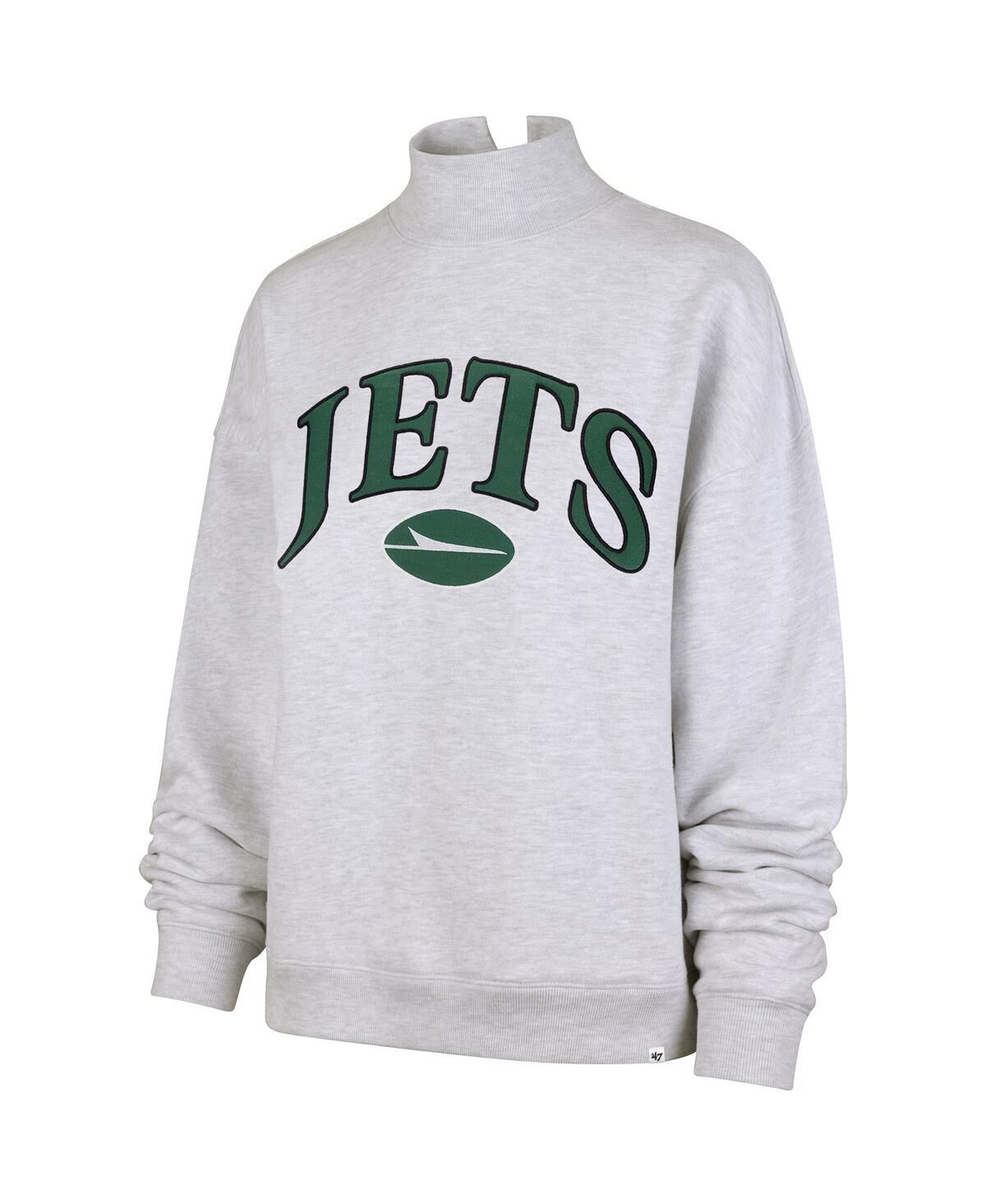 47 Brand '47 Heather Gray New York Jets Vantage Mock Neck Pullover Sweatshirt In Gray