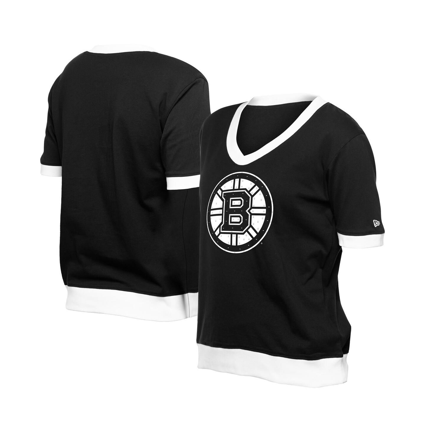 Женская футболка New Era Black Boston Bruins Game Day Rhinestuds — фото 1