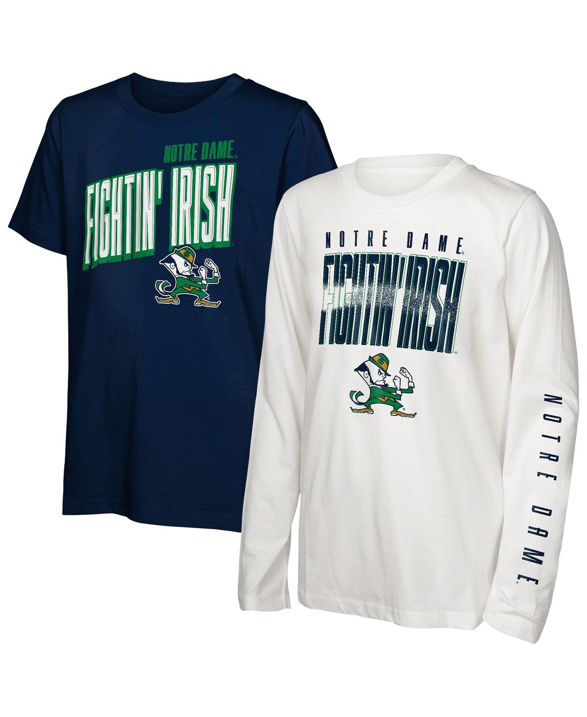 Outerstuff Big Boys And Girls Notre Dame Fighting Irish In The Mix T-shirt Combo Set In Blue