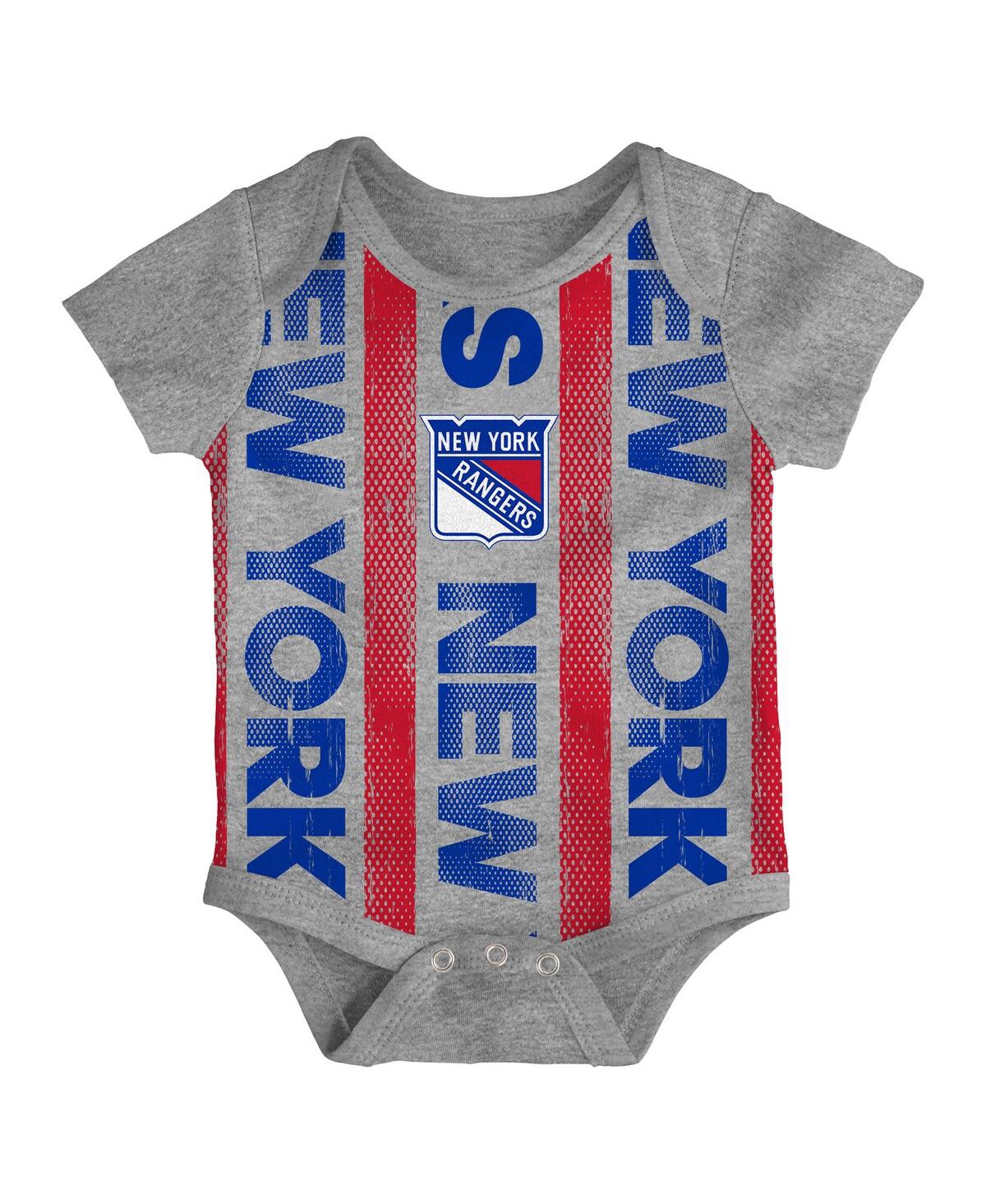 Outerstuff Baby Boys And Girls 3-pack New York Rangers Loyal Buddies Bodysuit Set In Red