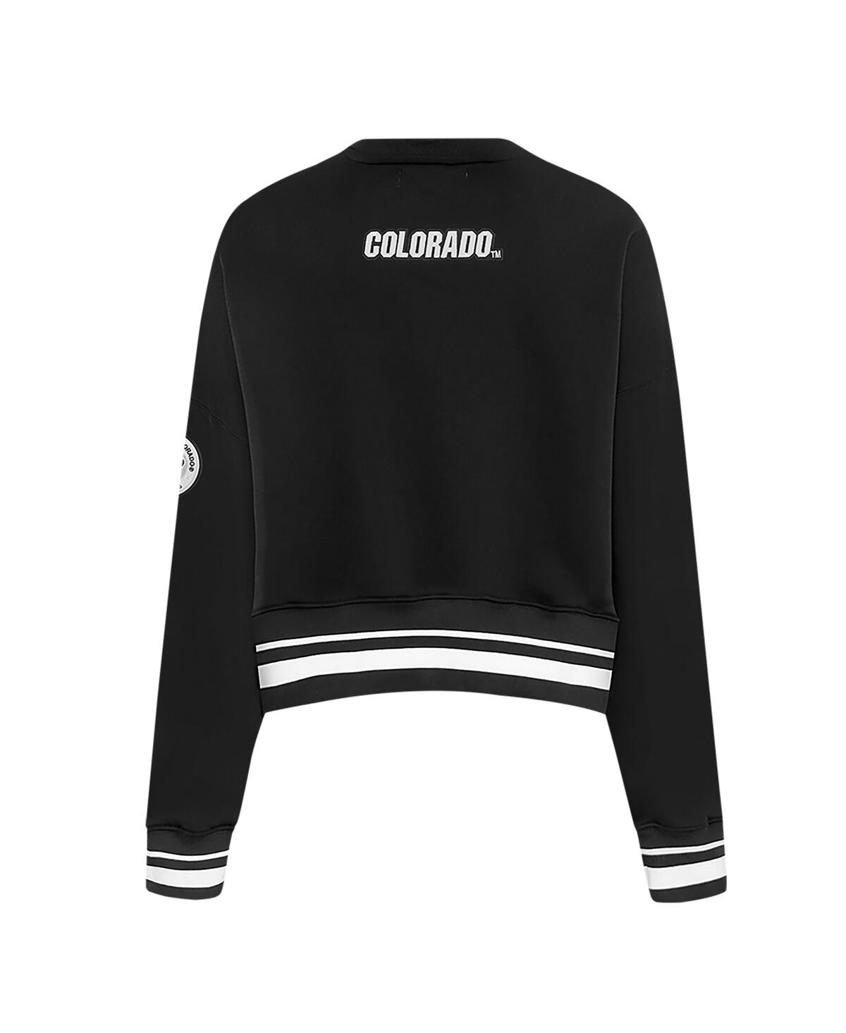 Pro Standard Women's Black Colorado Buffaloes Cultivated-pearl Cropped Pullover Sweatshirt In Black
