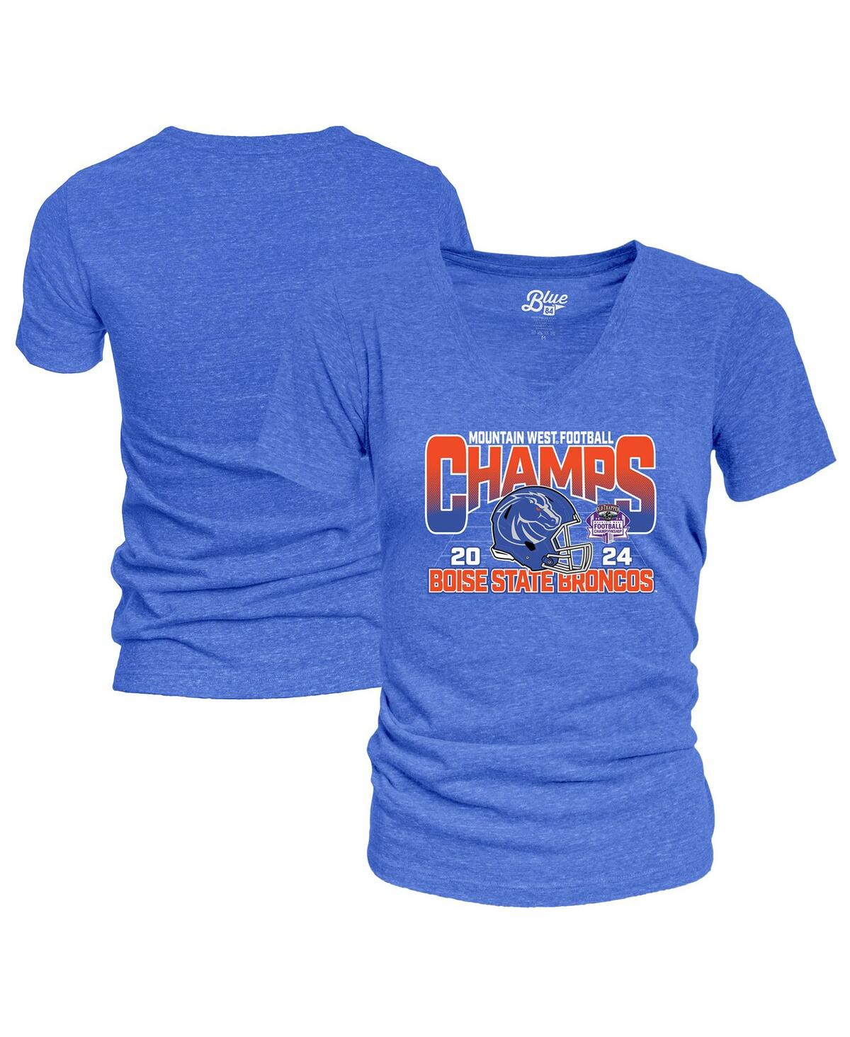 Blue 84 Women's Royal Boise State Broncos 2024 Mountain West Football Conference Champions Locker Room V-nec In Blue