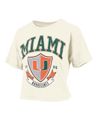 Women's Cream Miami Hurricanes Buckler Vintage Cropped T-Shirt