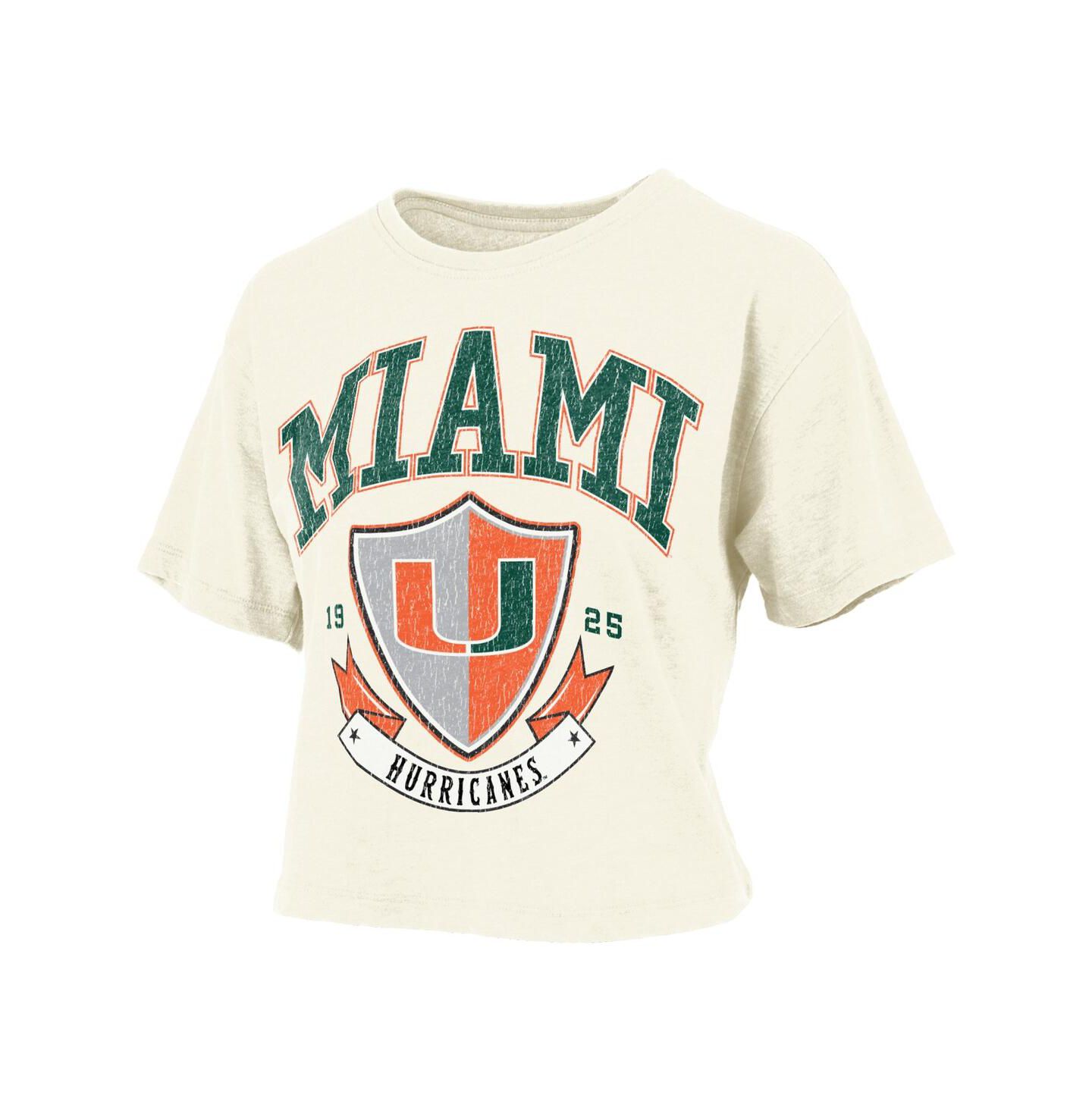 Женская футболка Pressbox Cream Miami Hurricanes Buckler Vintage Cropped — фото 3