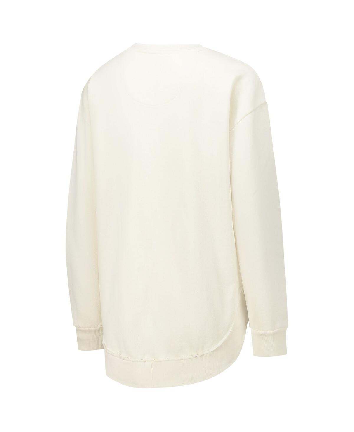 Pressbox Women's Cream Michigan Wolverines Poncho Fleece Crew Sweatshirt In White