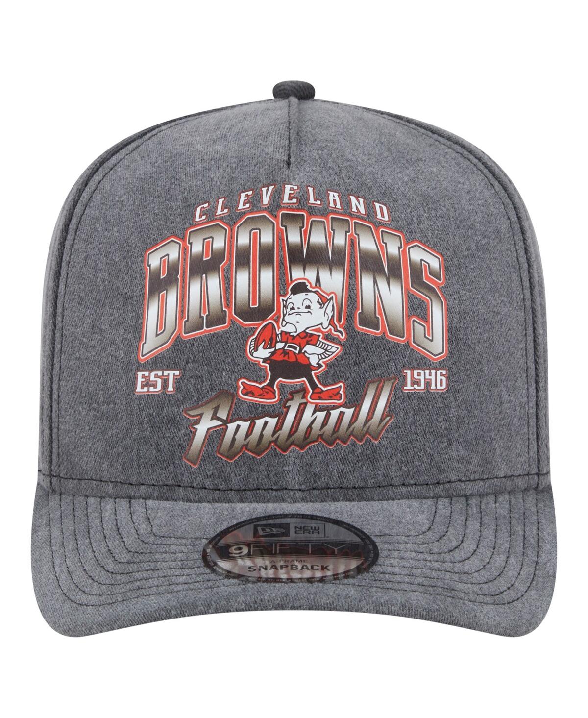 New Era Men's Black Cleveland Browns Throwback Washed A-frame 9fifty Snapback Hat In Black