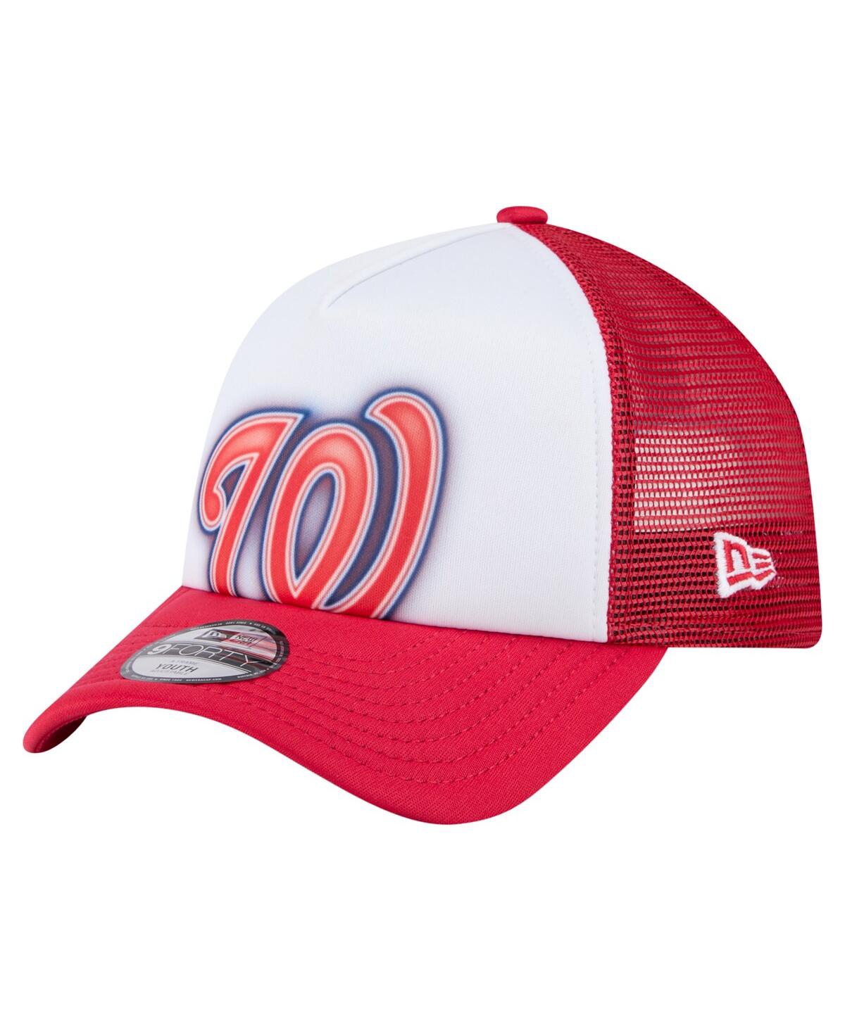 New Era Toddler White/red Washington Nationals Painted A-frame 9forty Trucker Adjustable Hat In Red