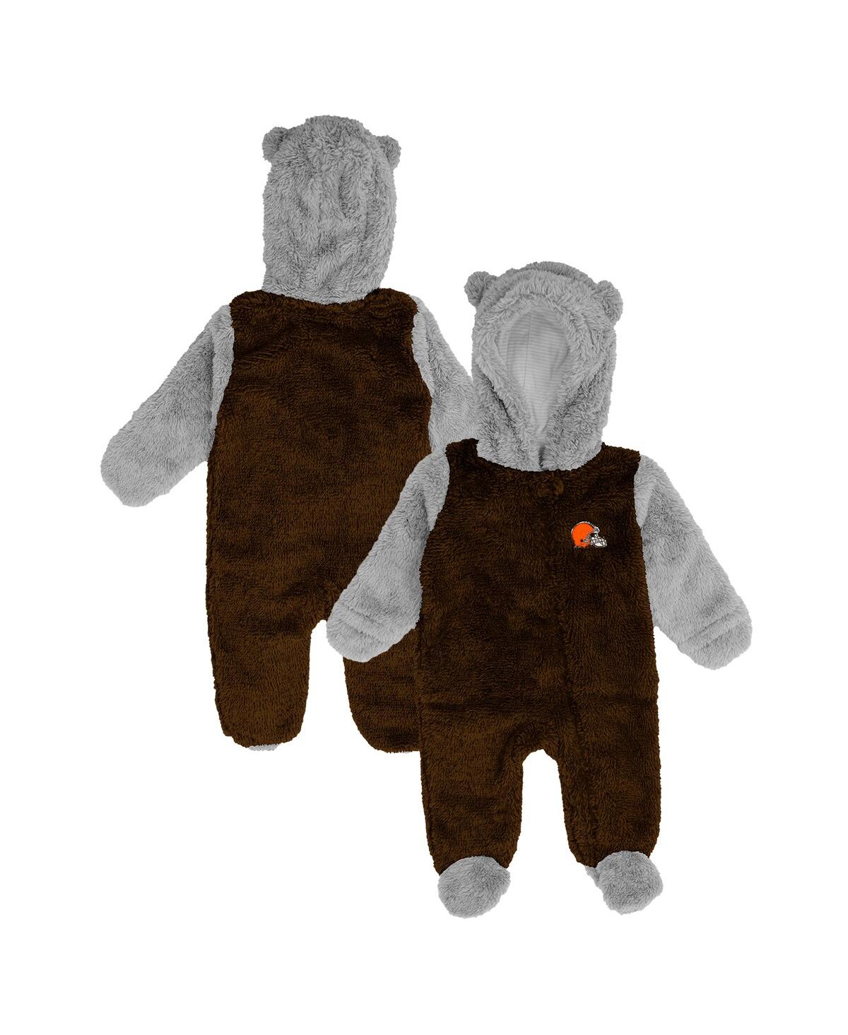 Outerstuff Baby Boys and Girls Brown Cleveland Browns Game Nap Teddy Fleece Bunting Full-Zip Sleeper - Brown