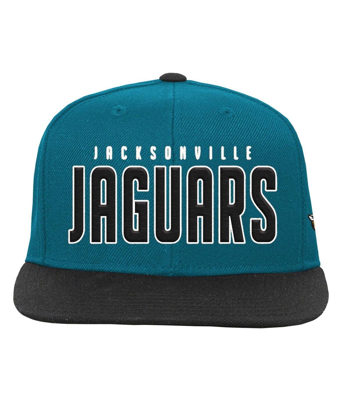 Outerstuff Big Boys And Girls Teal/black Jacksonville Jaguars Lock Up Flat Brim Snapback Hat In Green