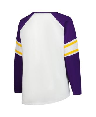 Women's White Minnesota Vikings Plus Size Redzone Lace Up Long Sleeve T-Shirt