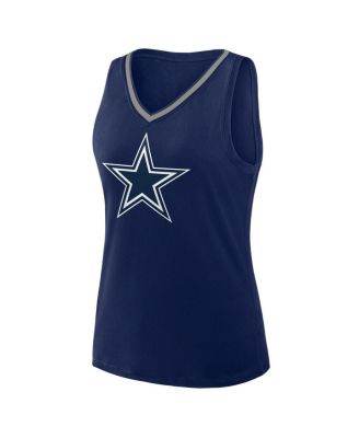 Women's Navy Dallas Cowboys Plus Size Stellar Win V-Neck Tank Top