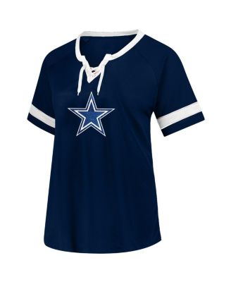 Women's Micah Parsons Navy Dallas Cowboys Plus Size Name Number Lace-Up T-Shirt