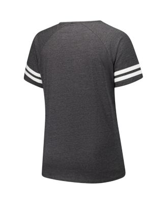 Women's Charcoal Arizona Cardinals Plus Size Logo Striped Raglan Notch Neck T-Shirt