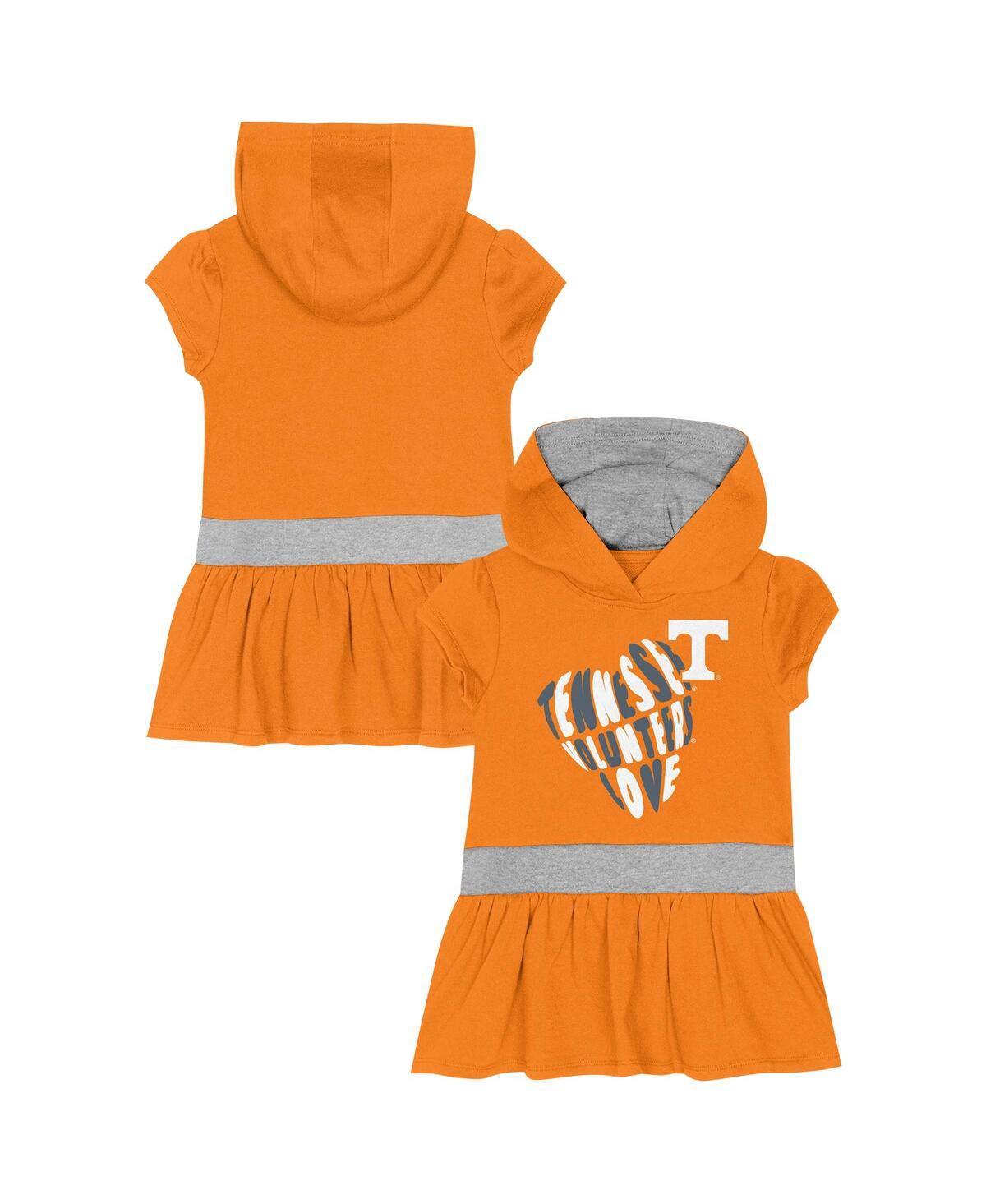 Outerstuff Girls Toddler Tennessee Orange Tennessee Volunteers Team Love French Terry Hoodie Dress In Orange