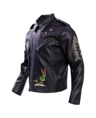 Men's Black Looney Tunes Lola Bunny Biker Full-Zip Jacket