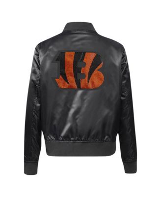Women's Black Cincinnati Bengals Jeweled Satin Full-Snap Jacket