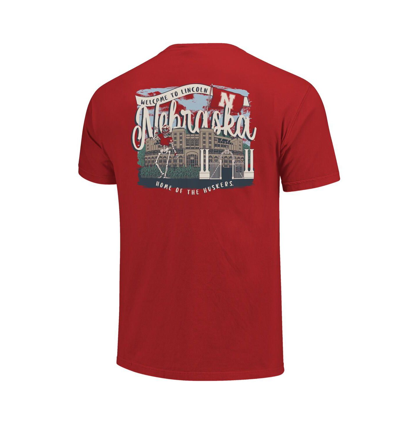 Женская футболка Image One Scarlet Nebraska Huskers Comfort Colors Campus Scene Drawing Script — фото 2