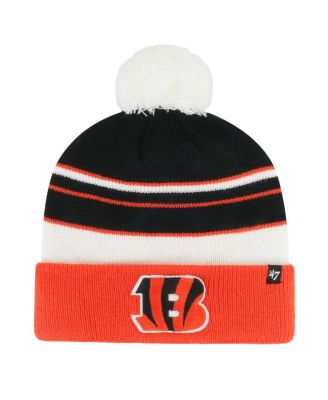 '47 Brand - Big Boys and Girls Black/Orange Cincinnati Bengals Peewee Cuffed Knit with Pom Hat