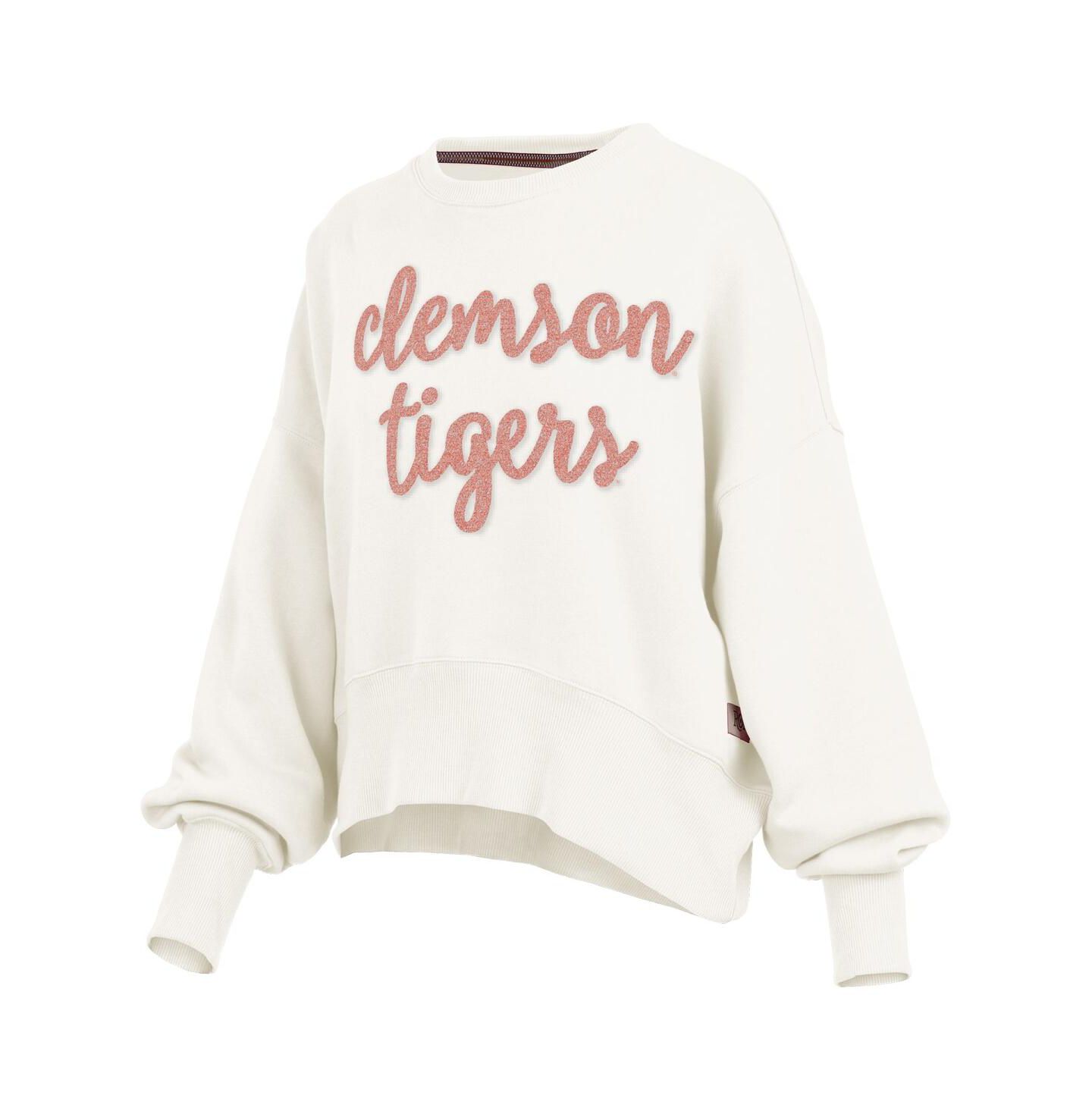 Женская толстовка Pressbox Cream Clemson Tigers Chelsea Oversized Pullover — фото 3
