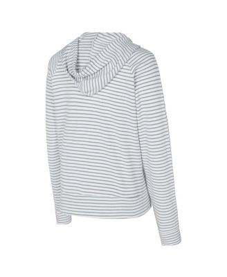 Women's White/Gray Cincinnati Bengals Liftoff Striped Notch Neck Pullover Hoodie