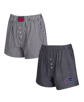 Concepts Sport - Women's 2-Pack Black Buffalo Bills Stripes and Solids Boxer Shorts Set