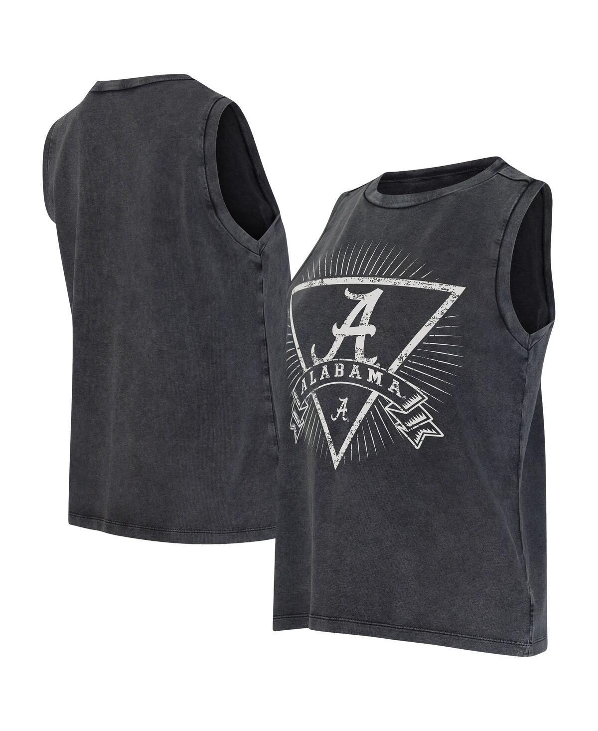 Concepts Sport Women'sâ Charcoal Alabama Crimson Tide Distressed Market French Terry Tank Top In Black