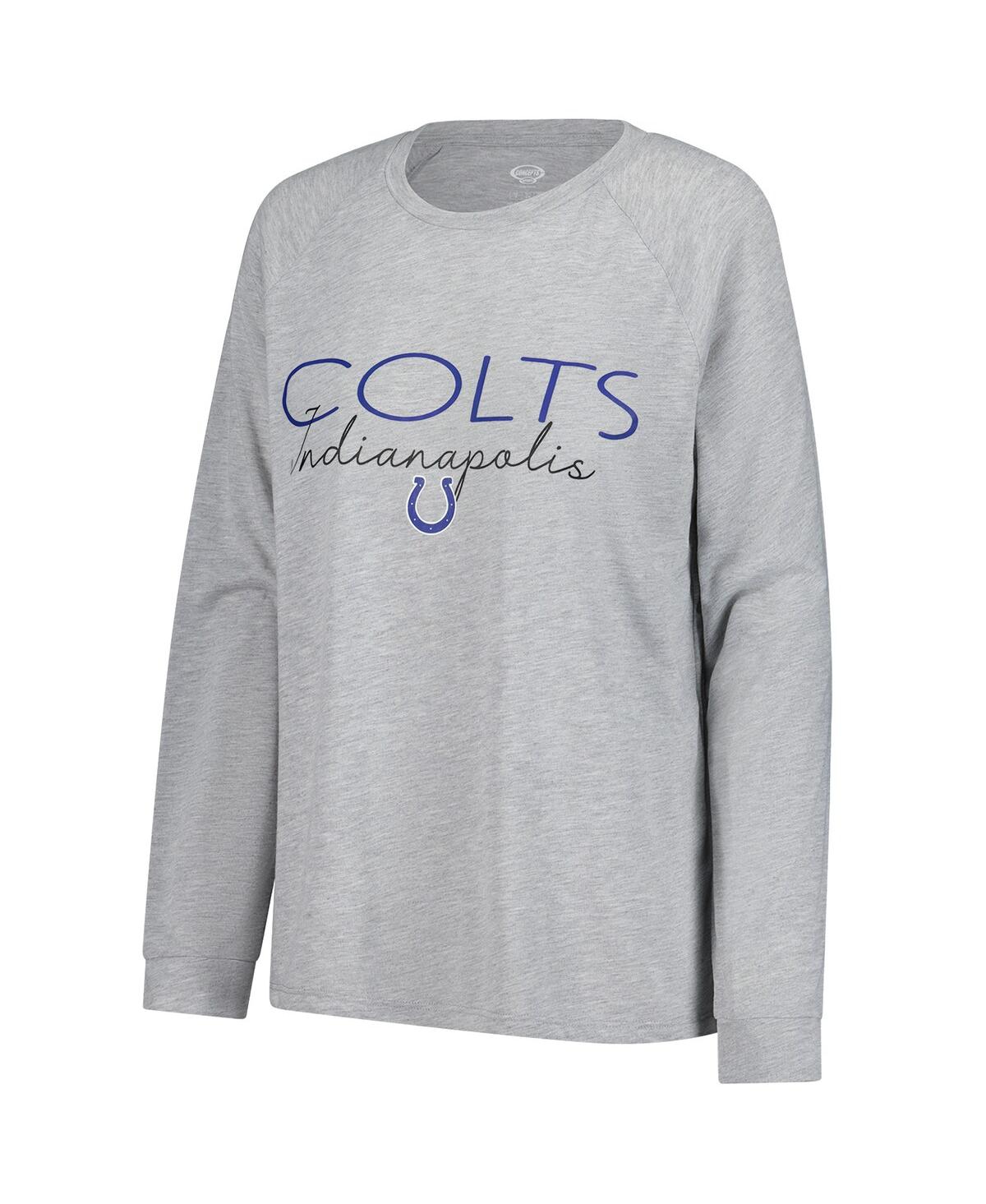 Concepts Sport Women's Royal/gray Indianapolis Colts Petition Raglan Long Sleeve Top And Shorts Set In Gray