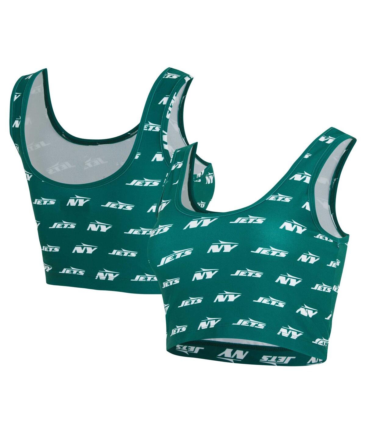 Concepts Sport Women's Green New York Jets Record Allover Print Bralette In Green
