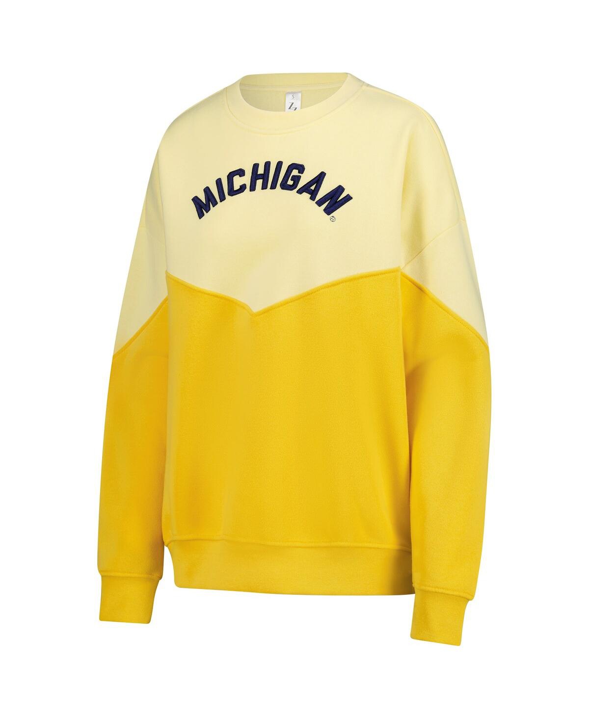 Zoozatz Yellow Michigan Wolverines Bestie Oversized Pullover Sweatshirt In Yellow