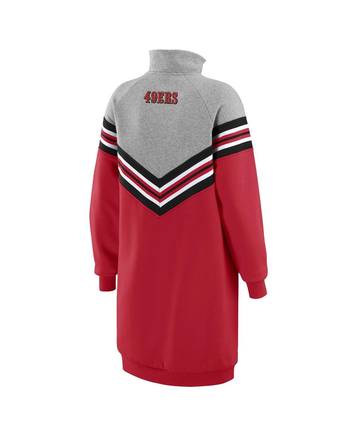 Wear By Erin Andrews Women's Scarlet/heather Gray San Francisco 49ers Chevron Stripe Dress In Multi