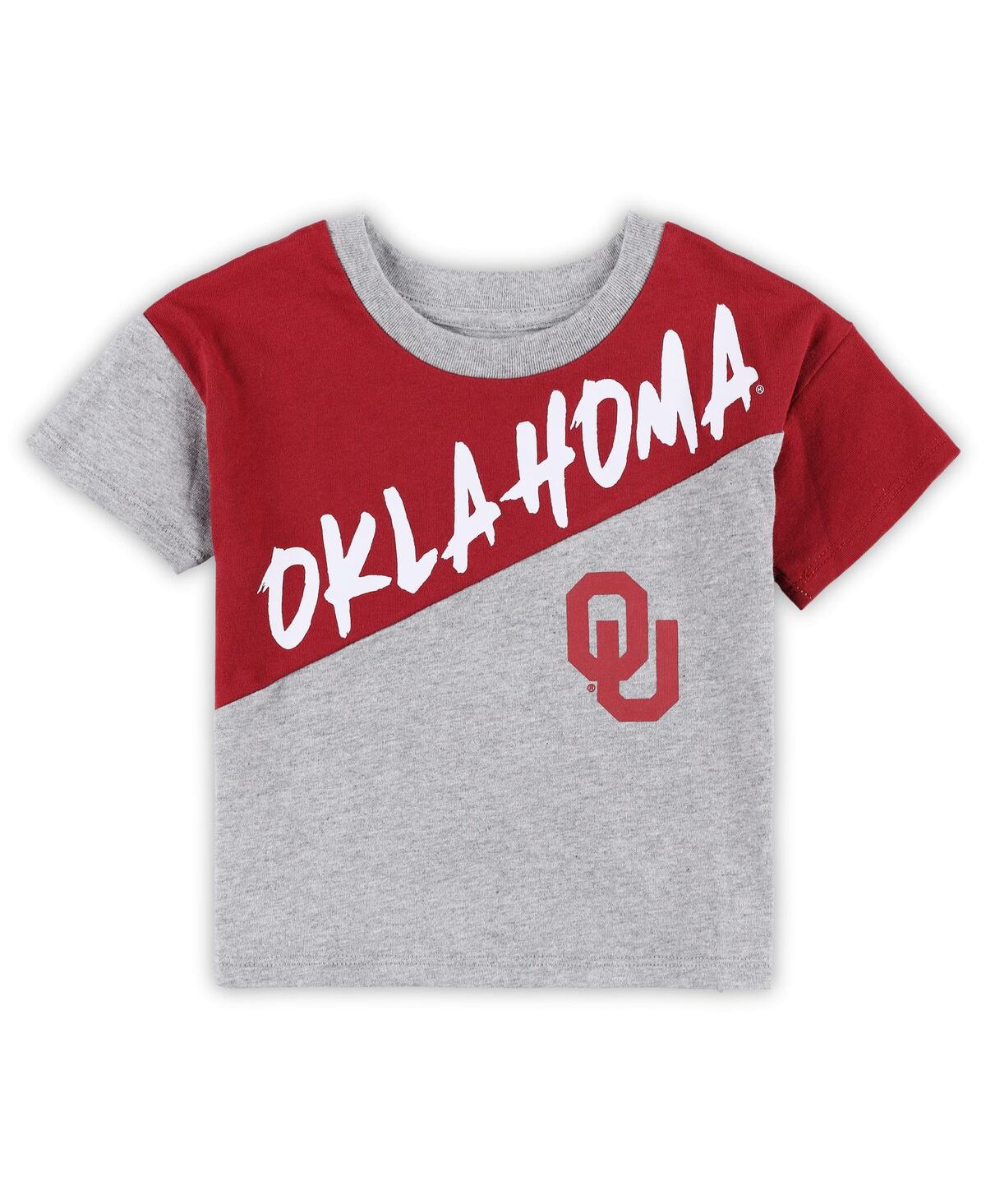 Outerstuff Toddler 2-piece Heather Gray Oklahoma Sooners Super Star T-shirt And Shorts Set In Red