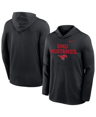 Nike - Men's Black SMU Mustangs Sideline Dri-FIT Lightweight Hooded Sweatshirt