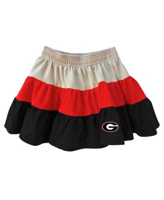 Girls Toddler 2-Piece Tan Georgia Bulldogs Tri-Blend Sleeveless Full Zip Hoodie and Tiered Skirt Set