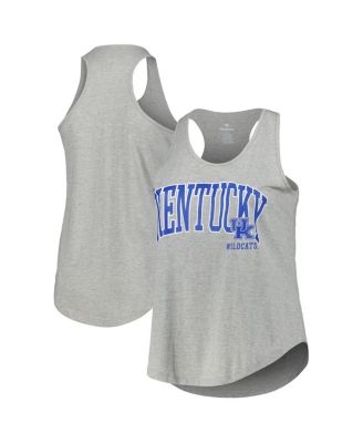 Profile - Women's Heather Gray Kentucky Wildcats Arch Logo Racerback Scoop Neck Tank Top