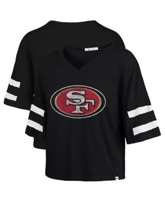 '47 Brand - Women's Black San Francisco 49ers Premier Scout Cropped V-Neck T-Shirt