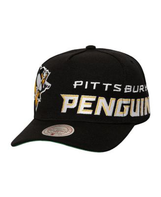 Mitchell & Ness - Men's Black Pittsburgh Penguins Busted Logo Wordmark Wrap-Around Pro Pinch Adjustable Hat